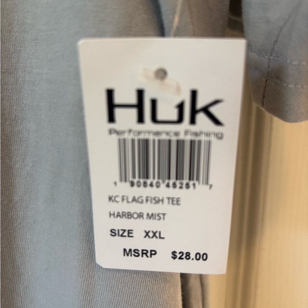 Huk Light Gray Short Sleeve Tee with Blue Logo - Picture 3 of 3